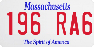 MA license plate 196RA6