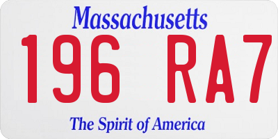 MA license plate 196RA7