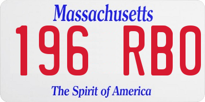 MA license plate 196RB0