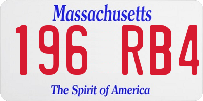 MA license plate 196RB4