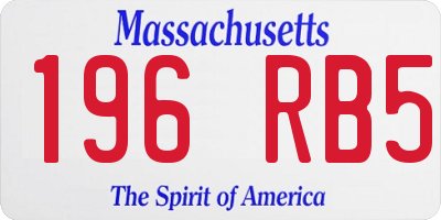 MA license plate 196RB5