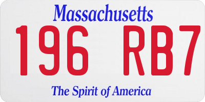 MA license plate 196RB7