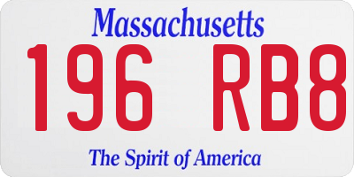 MA license plate 196RB8