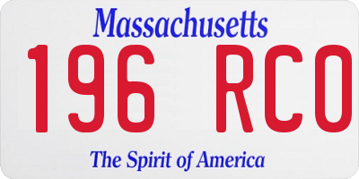 MA license plate 196RC0