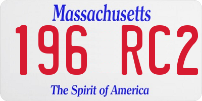 MA license plate 196RC2