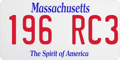 MA license plate 196RC3