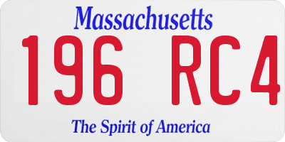 MA license plate 196RC4
