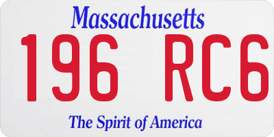 MA license plate 196RC6