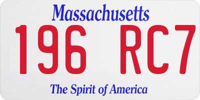 MA license plate 196RC7