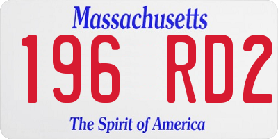 MA license plate 196RD2