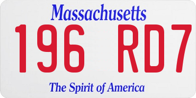 MA license plate 196RD7