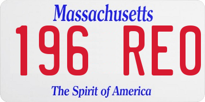 MA license plate 196RE0