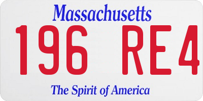 MA license plate 196RE4