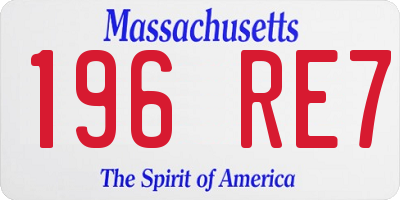 MA license plate 196RE7