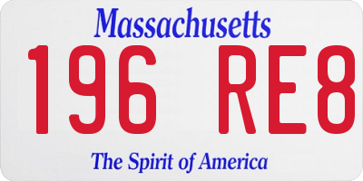 MA license plate 196RE8