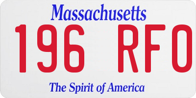 MA license plate 196RF0
