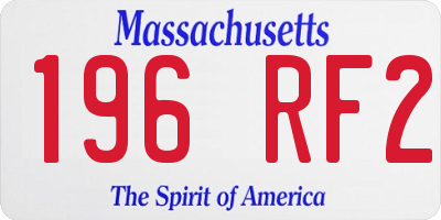 MA license plate 196RF2