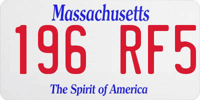 MA license plate 196RF5