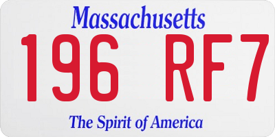 MA license plate 196RF7