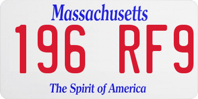 MA license plate 196RF9