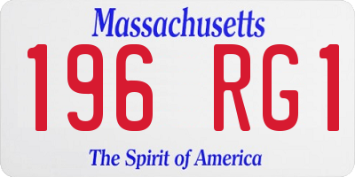 MA license plate 196RG1