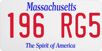 MA license plate 196RG5