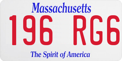 MA license plate 196RG6