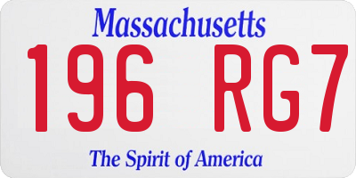MA license plate 196RG7