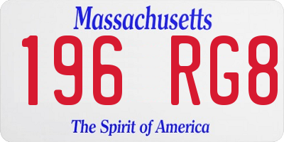 MA license plate 196RG8