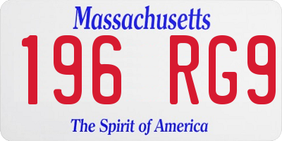 MA license plate 196RG9