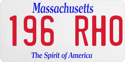 MA license plate 196RH0