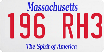 MA license plate 196RH3