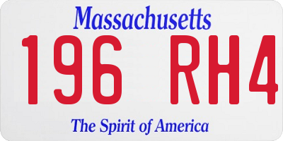 MA license plate 196RH4