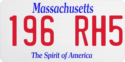 MA license plate 196RH5
