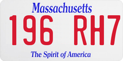 MA license plate 196RH7