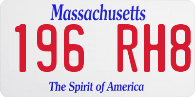 MA license plate 196RH8
