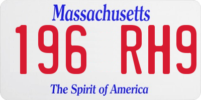 MA license plate 196RH9