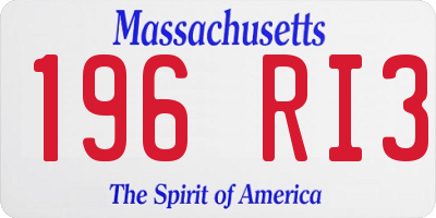 MA license plate 196RI3