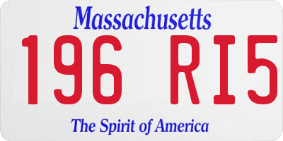 MA license plate 196RI5