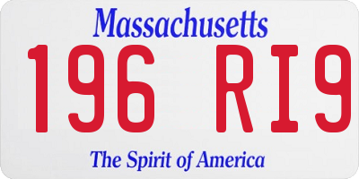 MA license plate 196RI9
