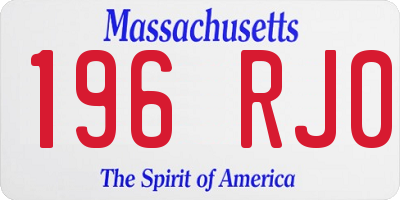 MA license plate 196RJ0