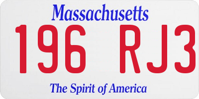 MA license plate 196RJ3