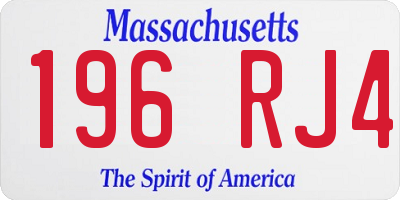 MA license plate 196RJ4