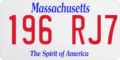 MA license plate 196RJ7