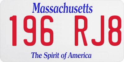 MA license plate 196RJ8