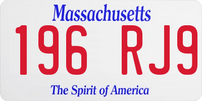 MA license plate 196RJ9