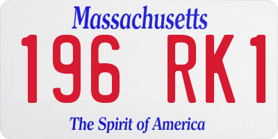 MA license plate 196RK1