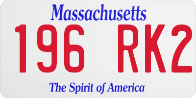 MA license plate 196RK2