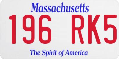 MA license plate 196RK5