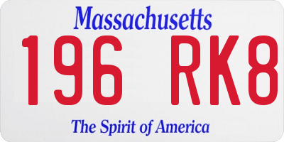 MA license plate 196RK8